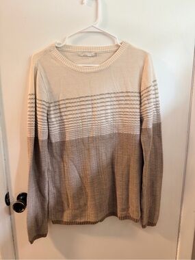Prana Cream and Taupe Gradient Crewneck Sweater